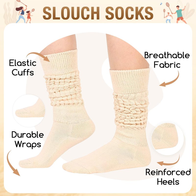 Zmart Women Slouch Socks - Cozy Scrunch Socks, 80s Style in White, Black, Orange & Cream - Image 2